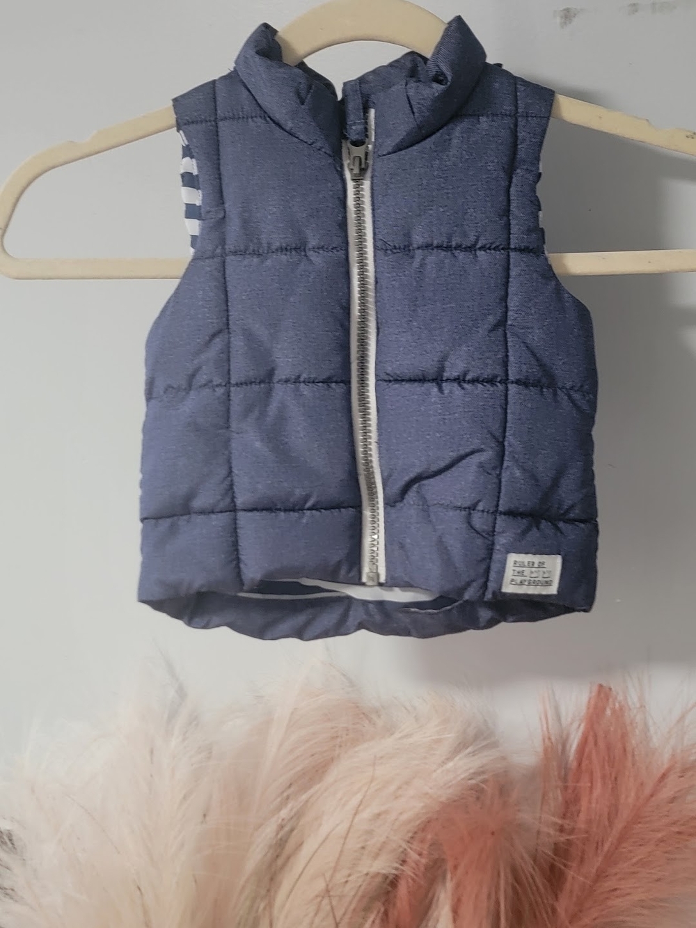 H&M Navy Quilted Puffer Vest with Silver Zipper
